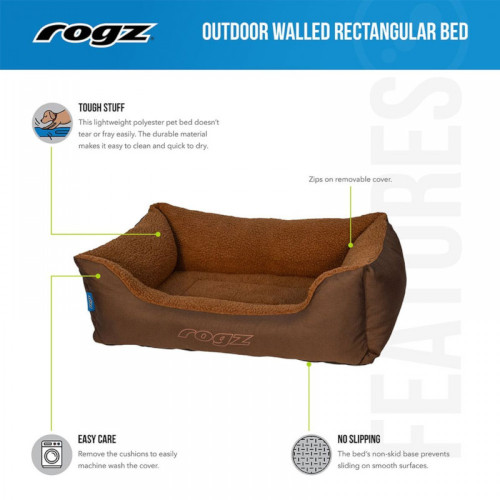 Rogz Outdoor Walled Dog Bed Brown - Image 3