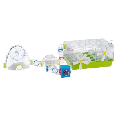 ferplast MILOS MEDIUM FLOWERS Hamster and mouse cage with two wheels. Design: flowers. - Image 3