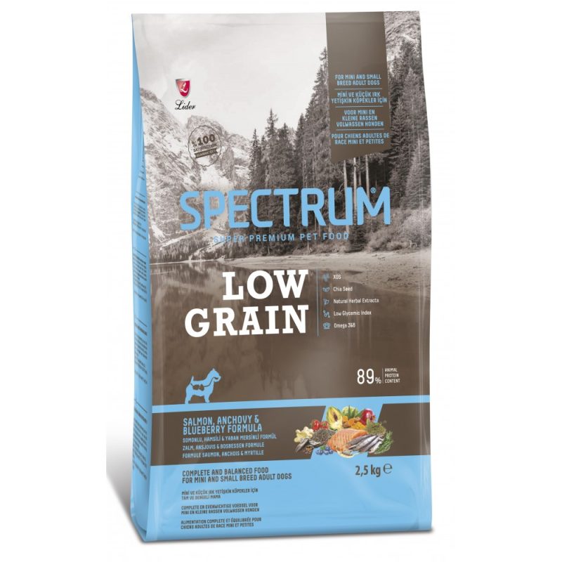 Spectrum Low Grain Salmon, Anchovy & Blueberry Small Breeds Adult Dog — Полноценный корм для взрослых собак мини и мелких пород с лососем, анчоусом и черникой 2,5 кг