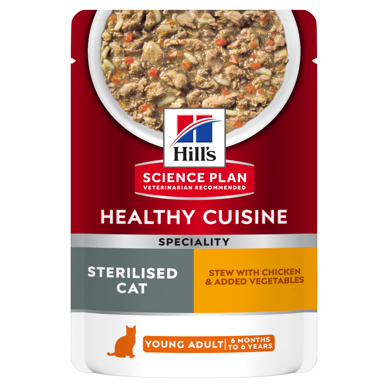 Hill's Science Plan Adult Sterilized Cat Healthy Cuisine Stew with Chicken & added Vegetables - 12 x 80 g. - Image 3