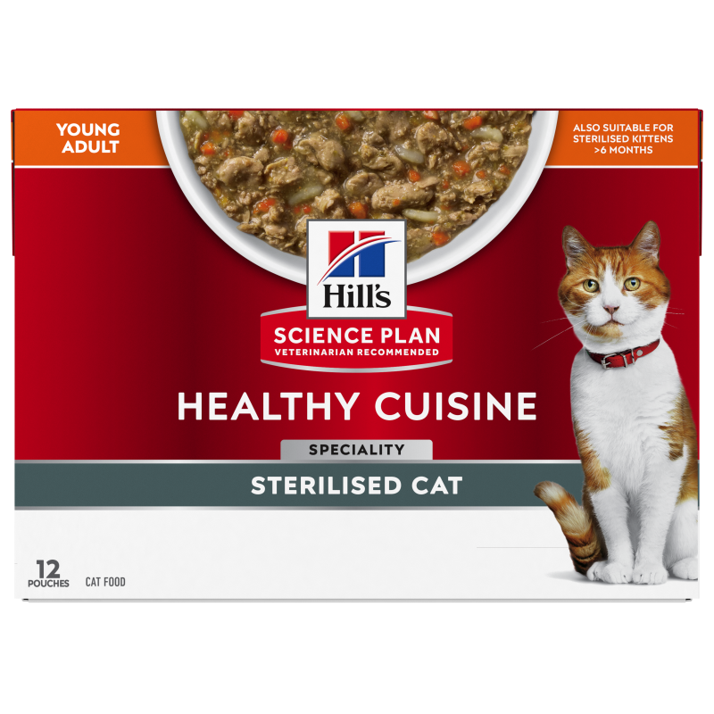 Hill's Science Plan Adult Sterilized Cat Healthy Cuisine Stew with Chicken & added Vegetables - 12 x 80 g. - Image 9