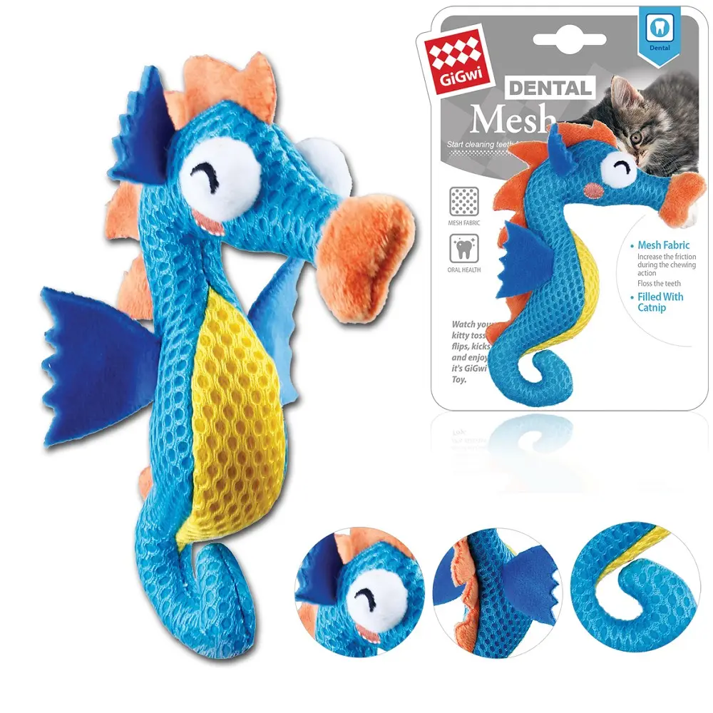 GiGwi Dental Mesh blue sea horse mesh fabric, catnip