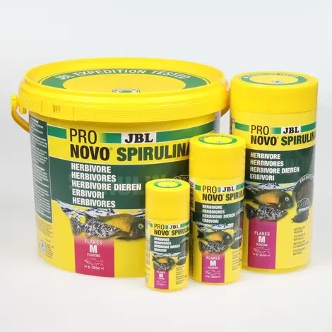 JBL PRONOVO SPIRULINA FLAKES M Spirulina green food flakes in size M for all aquarium fish from 8-20 cm