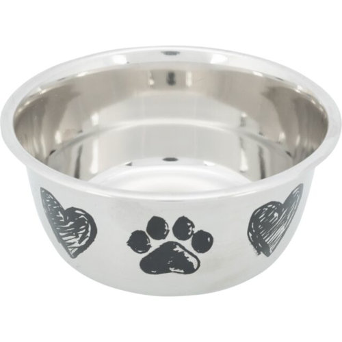 TRIXIE Love & Paws Stainless Steel Bowl