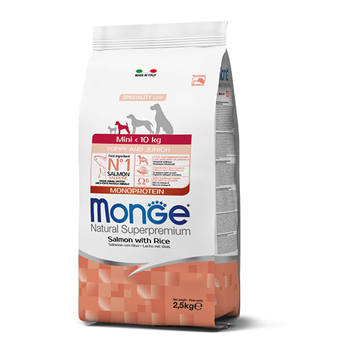 Monge Natural Superpremium Mini Puppy and Junior Monoprotein Salmon with Rice