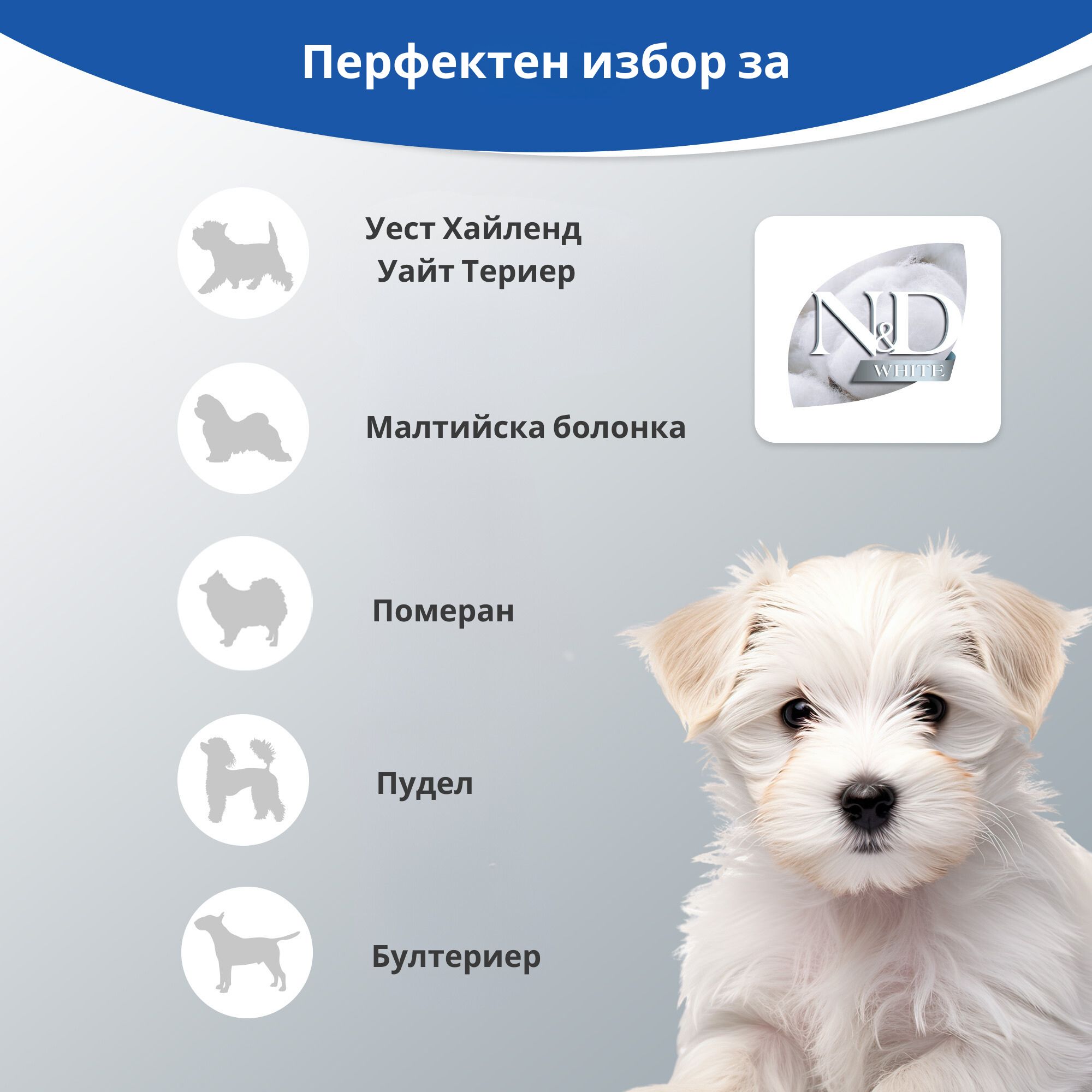N&D White Dog Sea Bass, Spirulina & Fennel Puppy Mini 1,5kg - Image 5