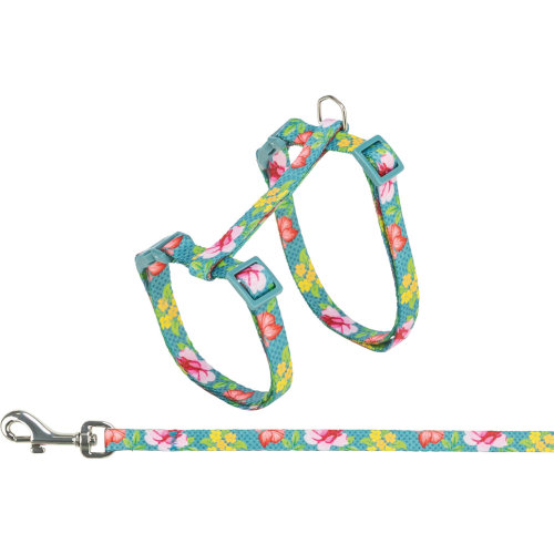Trixie Cat lead & harness Flowers print