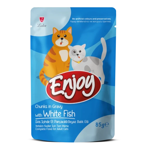 Enjoy Cat Adult Pouch White Fish in Gravy 85 g